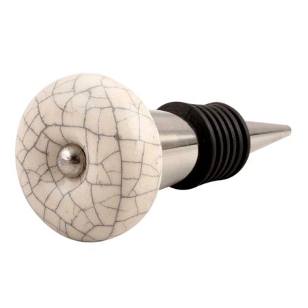 Cream Crackle Ceramic Wine Stopper